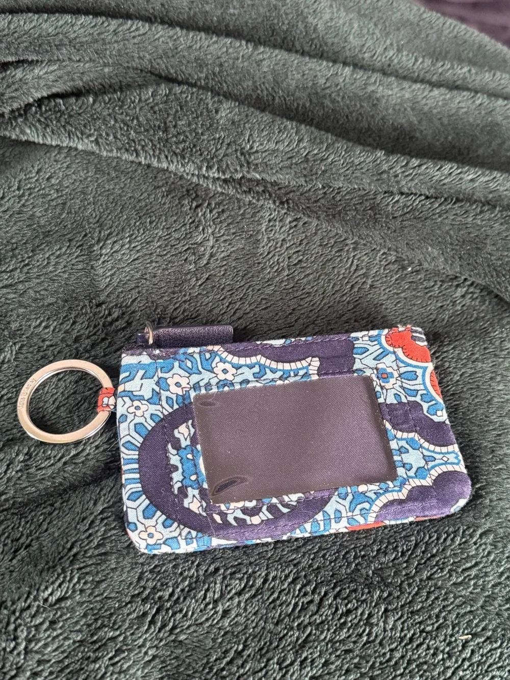 Vera Bradley Blue Card Holder Keyring with ID Window